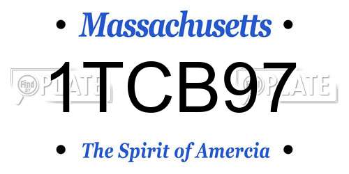 1TCB97 Massachusetts License Plate