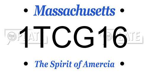 1TCG16 Massachusetts License Plate