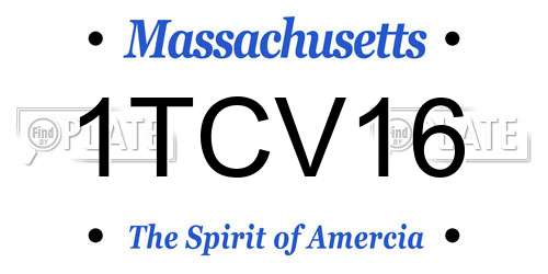 1TCV16 Massachusetts License Plate