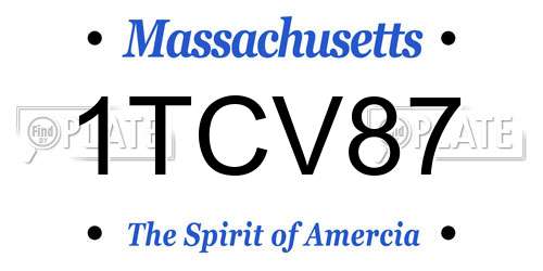 1TCV87 Massachusetts License Plate