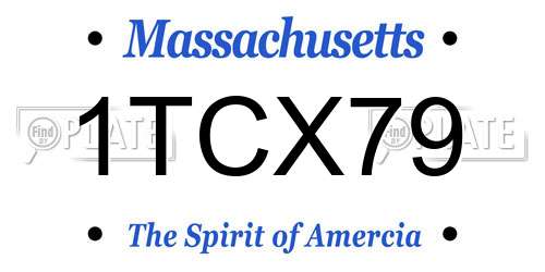1TCX79 Massachusetts License Plate