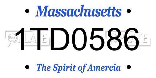 1TD0586 Massachusetts License Plate