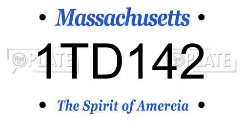1TD142 Massachusetts License Plate