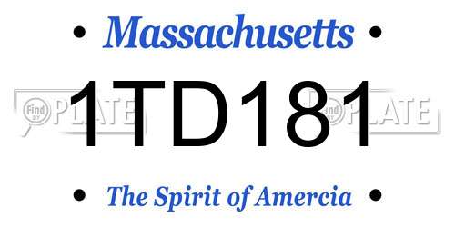 1TD181 Massachusetts License Plate