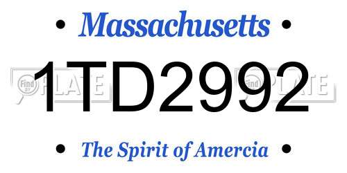 1TD2992 Massachusetts License Plate