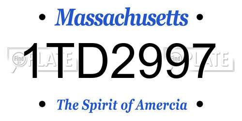 1TD2997 Massachusetts License Plate