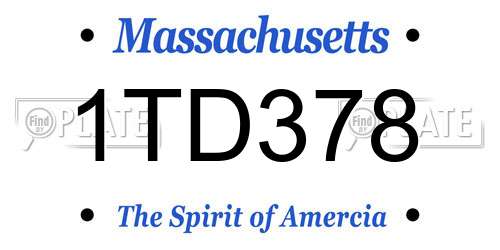 1TD378 Massachusetts License Plate