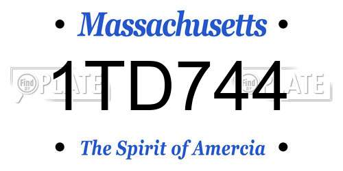 1TD744 Massachusetts License Plate