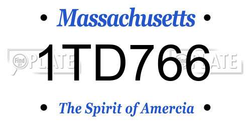 1TD766 Massachusetts License Plate