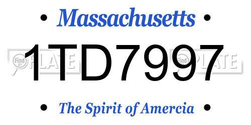 1TD7997 Massachusetts License Plate