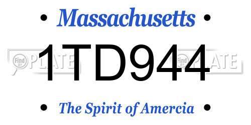 1TD944 Massachusetts License Plate