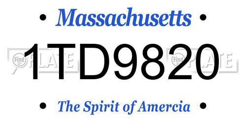 1TD9820 Massachusetts License Plate