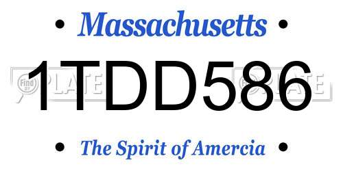 1TDD586 Massachusetts License Plate