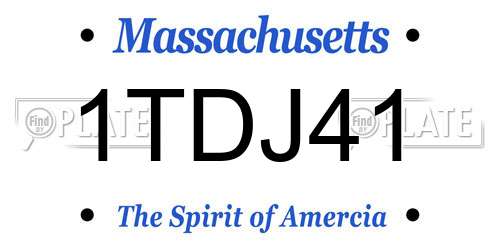 1TDJ41 Massachusetts License Plate