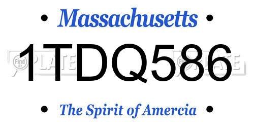 1TDQ586 Massachusetts License Plate