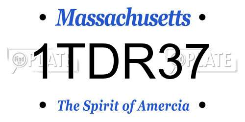 1TDR37 Massachusetts License Plate