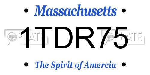 1TDR75 Massachusetts License Plate