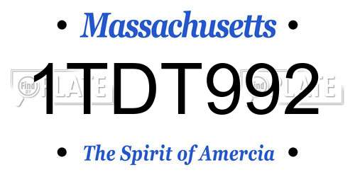 1TDT992 Massachusetts License Plate