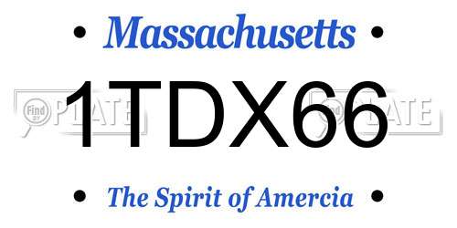1TDX66 Massachusetts License Plate