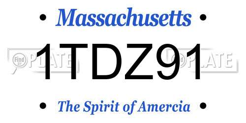 1TDZ91 Massachusetts License Plate