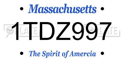 1TDZ997 Massachusetts License Plate