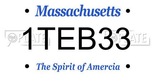 1TEB33 Massachusetts License Plate