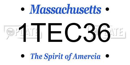 1TEC36 Massachusetts License Plate