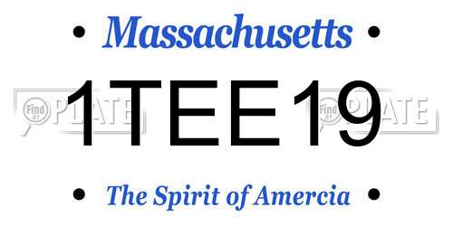 1TEE19 Massachusetts License Plate