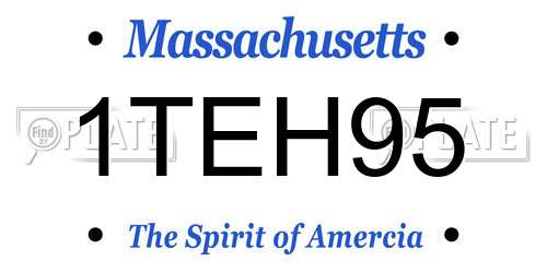 1TEH95 Massachusetts License Plate