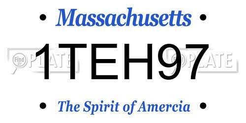 1TEH97 Massachusetts License Plate
