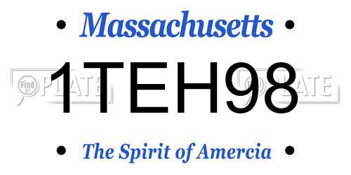 1TEH98 Massachusetts License Plate