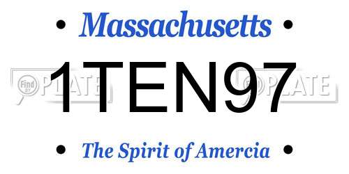 1TEN97 Massachusetts License Plate