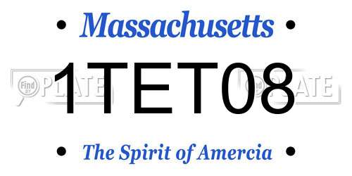 1TET08 Massachusetts License Plate