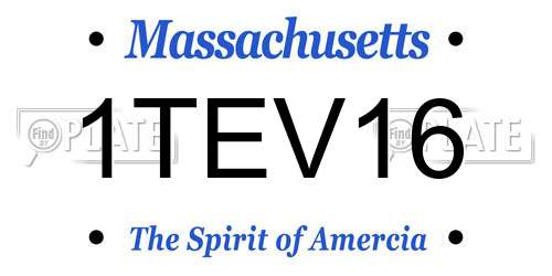 1TEV16 Massachusetts License Plate
