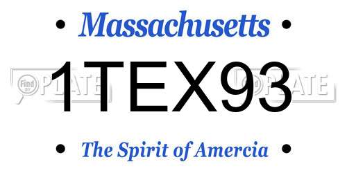 1TEX93 Massachusetts License Plate
