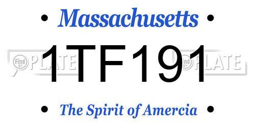 1TF191 Massachusetts License Plate