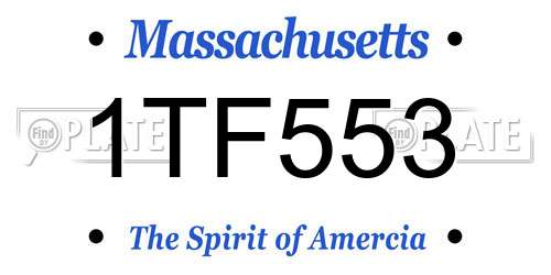 1TF553 Massachusetts License Plate