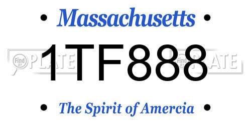 1TF888 Massachusetts License Plate
