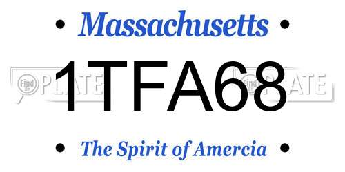 1TFA68 Massachusetts License Plate