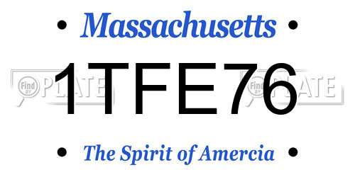 1TFE76 Massachusetts License Plate