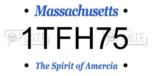 1TFH75 Massachusetts License Plate
