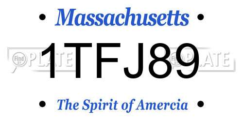 1TFJ89 Massachusetts License Plate