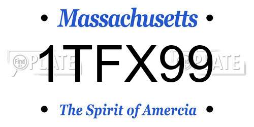 1TFX99 Massachusetts License Plate