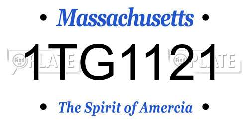 1TG1121 Massachusetts License Plate