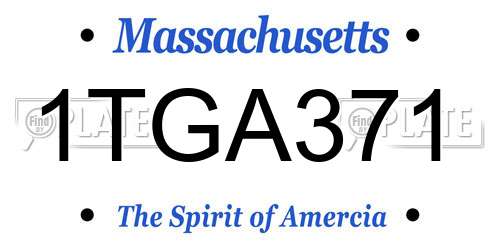1TGA371 Massachusetts License Plate