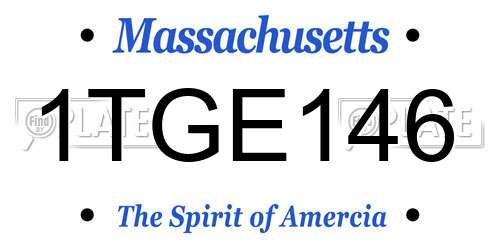 1TGE146 Massachusetts License Plate