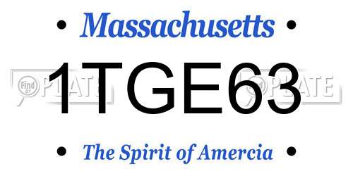 1TGE63 Massachusetts License Plate