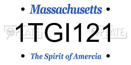 1TGI121 Massachusetts License Plate