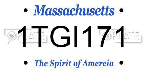 1TGI171 Massachusetts License Plate