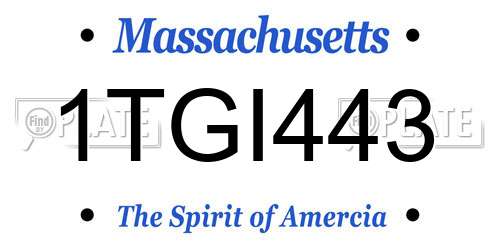 1TGI443 Massachusetts License Plate